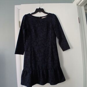 Elegant Navy Blue Dress with Ruffle Hem From LOFT SIZE 0